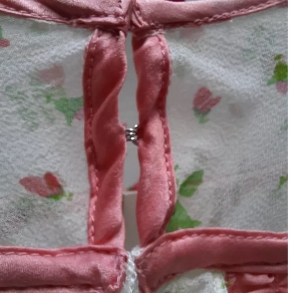 BETSEY JOHNSON SATIN PINK & WHITE FLORAL SHEER CROPPED BOLERO - Picture 12 of 13